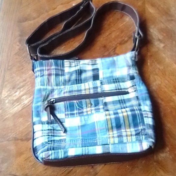 Colorful Blue Cotton Plaid Crossbody Bag!!!! - Picture 2 of 11